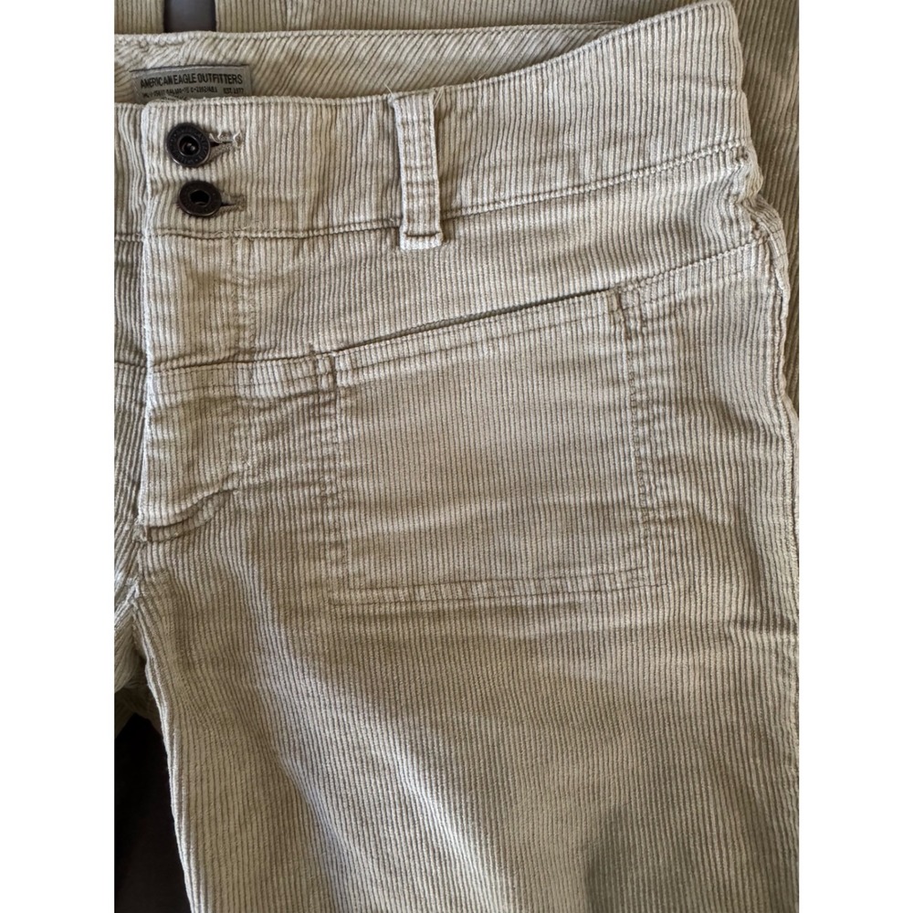 American Eagle Tan Corduroy Flare Pants Low Rise Y2K Size 8 Long Beige - Picture 4 of 8
